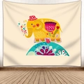 Colorful elephant cartoon tapestry on beige fabric background for home wall decoration - 200*150cm / Style 7