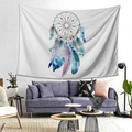 Artistic dreamcatcher feather tapestry in blue and purple for living room wall decor - Style 5 / 95x73cm (Brushed)