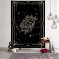 Detail of black and gold tarot tapestry featuring a Poseidon figure and celestial patterns - Style 13