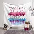 Künstlerischer Wandteppich mit Flamingo-Motiv auf weißer Ziegelwand für das Schlafzimmer - 100*75cm (Gebürsteter Stoff) / Künstlerischer Aquarell Flamingo