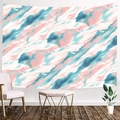 Modern tie-dye wall tapestry with abstract pink and blue watercolor marble patterns - 200x150cm / Pink, Blue & White Fresh Watercolor (Style-6)