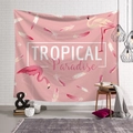 Rosa Flamingo Wandteppich für Schlafzimmerdekoration vor weißem Ziegelwand Hintergrund - 100*75cm (Gebürsteter Stoff) / Rosa Flamingo Paradies