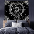 Bohemian dreamcatcher tapestry with sun moon skull design as bedroom wall backdrop - 95x73cm (Brushed) / Dreamcatcher Sun Moon Mandala (Style-8)