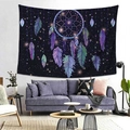 Dreamcatcher tapestry with purple starry sky and gradient feathers for room decor - Style 7 / 95x73cm (Brushed)