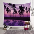 Detail of tropical palm tree tapestry showing vibrant purple sunset and water reflections - Purple Sunset (Style 11)