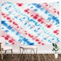 Large tie-dye wall tapestry with red, blue, and white patterns for home decor - Red, Blue & White Dynamic Twill Tie-Dye (Style 12)