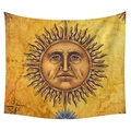 Vintage-Wandteppich mit Sonnengott-Gesicht und antiken Karten-Elementen im Design - Klein / Vintage Sonnenkarte