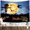 Halloween tapestry with moon, witch and pumpkin design for festive wall decoration - Style 1 / Customized (Contact Customer Service)