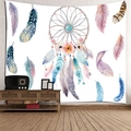 Bohemian dreamcatcher tapestry with watercolor feathers for wall decoration - Style 12 / Custom Size (Contact Customer Service)