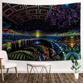 Fluorescent forest tapestry with surreal jellyfish and cosmic neon patterns for wall decor - 200x150cm (Brushed) / Fantasy Space Jellyfish (Style-7)