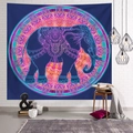 Bohemian mandala tapestry with blue elephant pattern for bedroom wall decoration - 95x73cm / Elephant Mandala (Style-1)