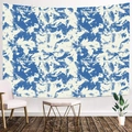 Modern tie-dye wall tapestry in blue and white marble pattern for bedroom decor - Blue and White Ink Cloud Tie-Dye (Style 9)