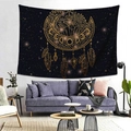 Dreamcatcher tapestry in black and gold moon phase design for wall decoration - Style 2 / Custom Size (Contact Customer Service)