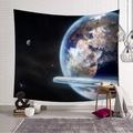 Arazzo con universo stellato con terra e luna realistiche in un moderno decoro per camera - Terra Luna Meteora (Stile-2) / 95x73cm (Spazzolato)
