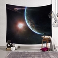 Arazzo cielo stellato con pianeti su parete di mattoni bianchi per la camera - Pianeta con Anelli Galassia (Stile-3) / 95x73cm (Spazzolato)