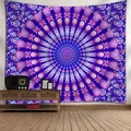 Arazzo mandala bohémien con motivi paisley viola e rosa per decorazione murale - Modello 2 / 95x73cm (Spazzolato)