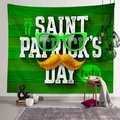Tapisserie Saint-Patrick avec motif bois vert et design de lunettes festives - 100*75cm (Tissu Brossé) / Grain de Bois Vert Barbe (Style-3)