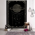 Nordisches Wandtuch in Schwarz und Gold mit Himmelsplaneten für die Wanddekoration - 150*100cm (Gebürstet) / Modell 3