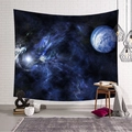 Arazzo moderno con cielo stellato e pianeta blu per decorazione murale interna - Pianeta Blu Profondo Nebulosa (Stile-1) / 95x73cm (Spazzolato)