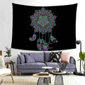 Colorful mandala dreamcatcher tapestry with vibrant feathers over a modern grey sofa - Style 3 / Custom Size (Contact Customer Service)