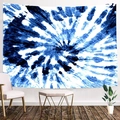 Modern blue and white tie-dye spiral wall tapestry for home decor and studio styling - Blue & White Spiral Radial Pattern (Style 3)