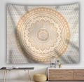 Bohemian orange mandala wall tapestry with geometric patterns for bedroom decor - Orange Mandala (Style-4) / 150*100cm (Brushed)