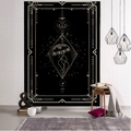 Schwarzer Tarot Wandteppich mit goldenen Quallen und UFO Motiven für Wanddeko - 150*100cm (Gebürstet) / Modell 4