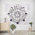 Detail of sun and moon phases wall tapestry in a minimalist living room interior - White Hand-drawn Sun Moon (款式-13)