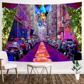 Boheems psychedelisch wandtapijt met pop-art stadsgezicht en personage met blauwe muts - 95x73cm / Rock Stadsgezicht (款式-13)