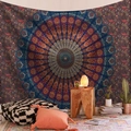 Close-up of bohemian mandala tapestry featuring intricate blue and orange floral patterns - Deep Blue Purple Mandala (Style-16)