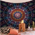 Detail of bohemian mandala tapestry in blue and orange as a decorative wall backdrop - Purple Red Mandala (Style-18)