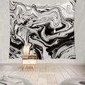Tapisserie moderne marbre noir blanc et or pour décoration murale de chambre chic - 95x73cm / Style Noir Blanc Or (Style-5)