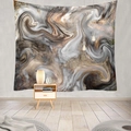 Dettaglio dell'arazzo a motivo marmo astratto con accenti dorati sulla parete della camera - 95x73cm / Stile Marrone Scuro Grigio Oro (Stile-4)
