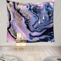 Arazzo moderno in marmo viola e blu con accenti dorati per la decorazione murale - 95x73cm / Stile Viola Blu Oro (Stile-3)