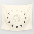 Minimalist moon phase tapestry featuring geometric mandala design on off-white fabric - 95x73cm (Brushed) / Beige Mandala Moon Phase (Style-2)