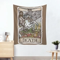 Tapiz de tarot nórdico carta de la muerte con diseño de esqueleto y caballo blanco - 95x73cm / Patrón LA MUERTE (Estilo-2)