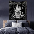 Black and white lunar eclipse tapestry with occult hand and moon phase mystic design - 95x73cm (Brushed) / Eye Snake Moon (Style-17)