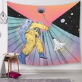 Astronaut tapestry wall hanging with surreal space art print for home decor - 95x73cm / Yellow Astronaut and Space Shuttle (Style-3)