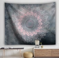 Pink Mandala tapestry wall hanging with grey smoke texture in a minimalist living room - Pink Mandala (Style-1) / 150*100cm (Brushed)