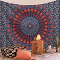 Arazzo da parete mandala boho blu e rosso per decorazione accogliente del soggiorno - 95x73cm / Mandala Tradizionale (Stile-2)