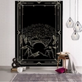 Bohemian black and gold tarot tapestry featuring sun and mountain designs for wall decor - Style 6