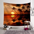 Tapiz de pared decorativo con atardecer tropical y palmeras para el hogar - 95x73 / Palmera al Atardecer (Estilo 4)
