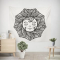 Minimalistisch wandtapijt met zonnegezicht in zwart-wit voor moderne wanddecoratie - 95x73cm (Perzikhuid) / Wit Zon Face Patroon (款式-1)