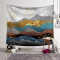 Tapisserie nordique avec paysages de montagne colorés et oiseaux pour la décoration - Style 15