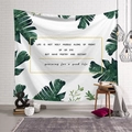 Nordic minimalist tapestry with tropical leaf design and motivational text on white brick wall - Style 12 / Custom Size (Contact Customer Service)