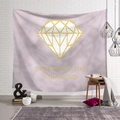 Tapisserie nordique marbre violet avec diamant doré et texte Shine Bright Like A Diamond - Modèle 6 / 95x73cm (Brossé)