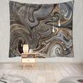 Arazzo con stampa marmorea astratta in marrone e grigio per decorazione d'interni - 95x73cm / Stile Marrone Blu Beige (Stile-1)