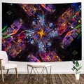 Neon caleidoscoop wandtapijt met psychedelische skyline voor moderne wanddecoratie - 95x73cm (Perzikhuid) / Stijl-2 (Neon Caleidoscoop)