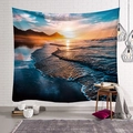 Tapiz de paisaje de playa y amanecer para decoración de pared en estilo moderno - 95x73cm / Olas Costeras Al Atardecer (款式-2)