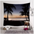 Vista detallada del tapiz de playa al atardecer colgado en una pared de ladrillo blanco - 95x73cm / Playa Tropical Al Atardecer (款式-1)